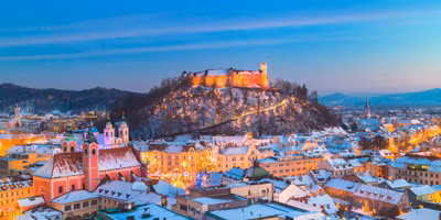 Slowenien, Ljubljana im Schnee, Winterurlaub