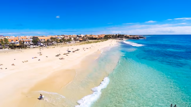 Luftbild Santa Maria Strand auf Sal Kapverden, Afrika