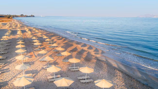 Mastichari Strand bei Sonnenuntergang, Kos, Griechenland