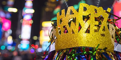 Silvester Dekoraktion, Krone mit Aufschrift "Happy New Year"