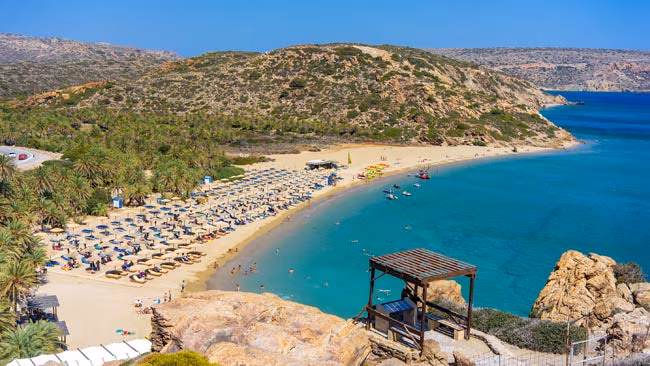 Griechenland - Kreta, Luftaufnahme vom Palmenstrand von Vai