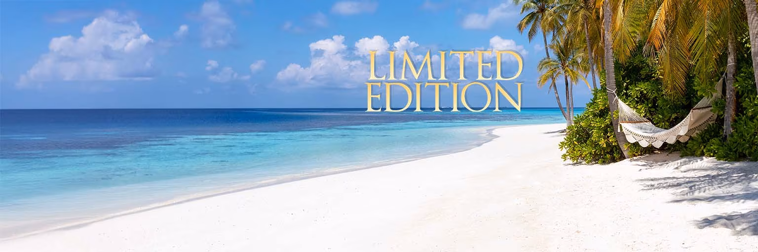 Limited Edition Traumstrand mit Palmen und Hängematte