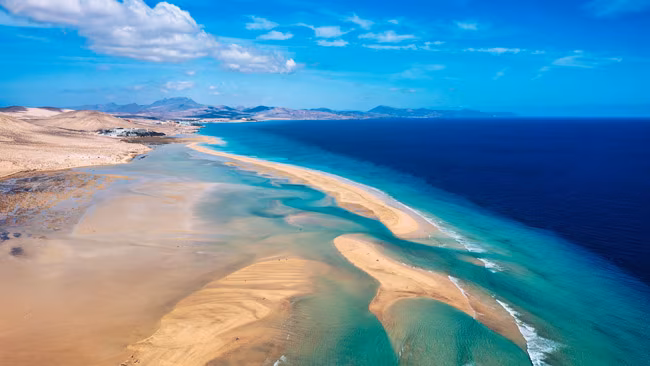 Spanien - Kanaren, Fuerteventura, Südostküste Playa de Sotavento Gezeiten Lagune