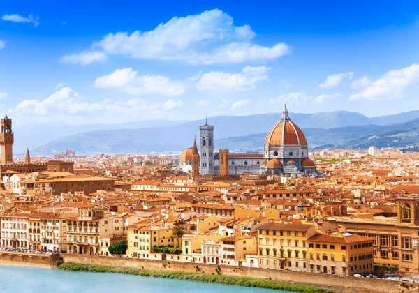 Florenzer Dom am Fluss Arno Dom von Florenz mit Fluss Arno