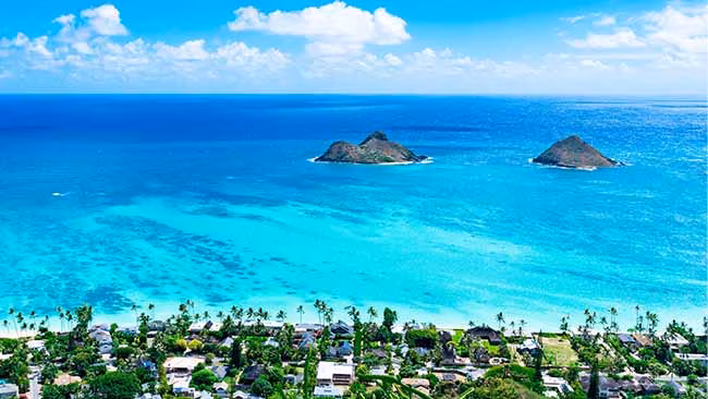 Hawaii Traumstrand Lanikai Beach Luftaufnahme