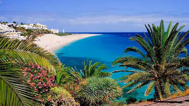 Kanaren Fuerteventura Blick auf Strand Meer