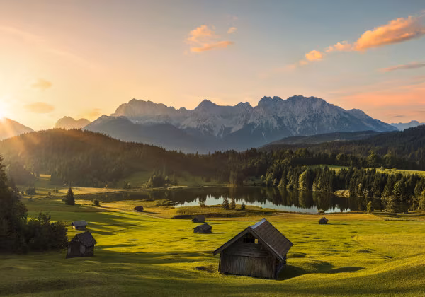 Alpen Wald Tal Sonnenuntergang