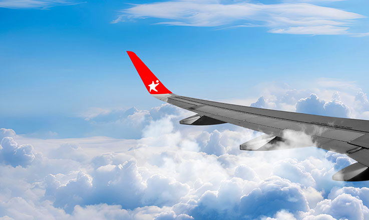 Corendon Airlines, Flugzeug Schwinge Himmel