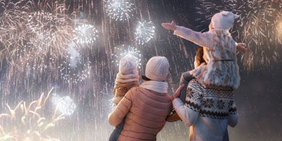 Silvester Feuerwerk Familie