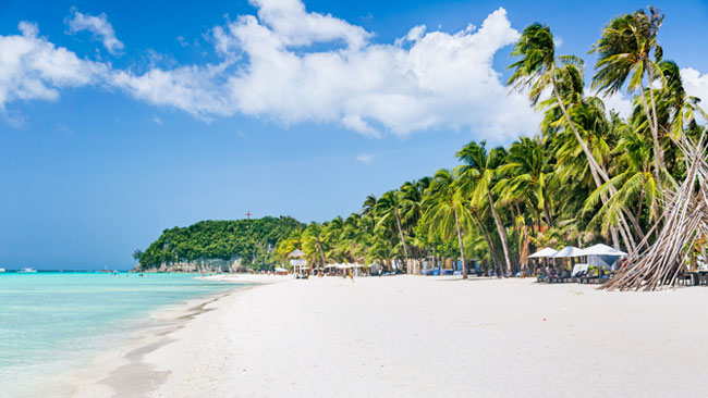 Asien - Philippinen, Weißer tropischer Strand "Boracay" mit türkisklaren Meer