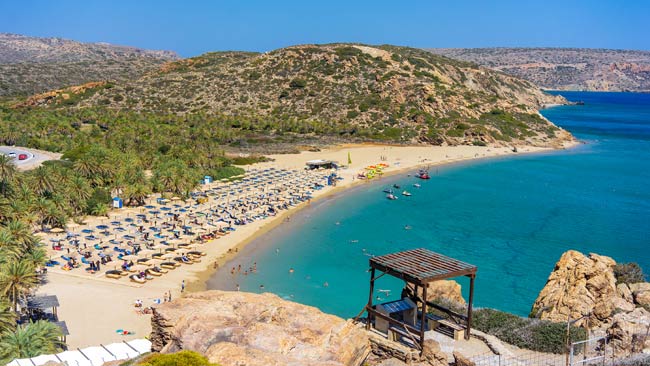 Griechenland - Kreta, Luftaufnahme vom Palmenstrand von Vai