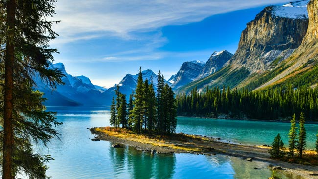 Kanada, Spirit Island im Maligne Lake im Jasper Nationalpark
