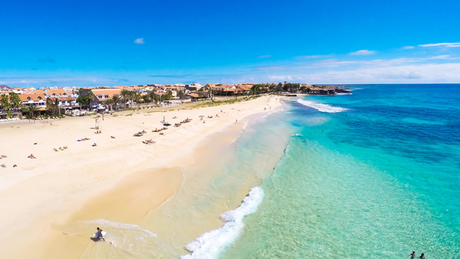 Luftbild Santa Maria Strand auf Sal Kapverden, Afrika