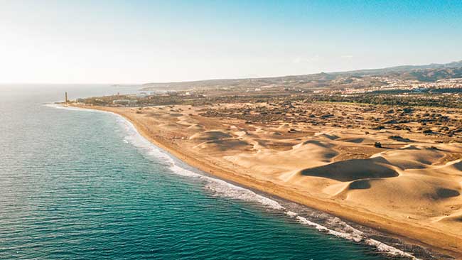 Kanaren - Gran Caria, Strand mit Dünen und Meer