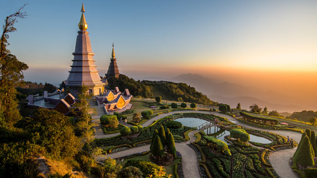 Königliche Pagoden Tempel im Inthanon Nationalpark in Chiang Mai, Thailand