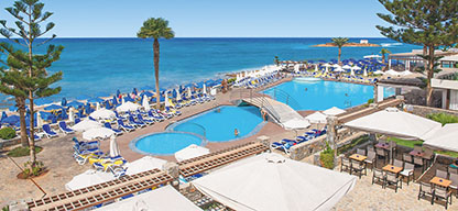 Griechenland - Kreta, Allsun Hotel Malia Beach, Pool mit Meer im Hintergrund