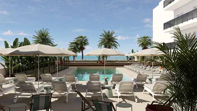Spanien - Mallorca, Fergus Style Palma Beach, Poolanlage mit Sonnenschirmen