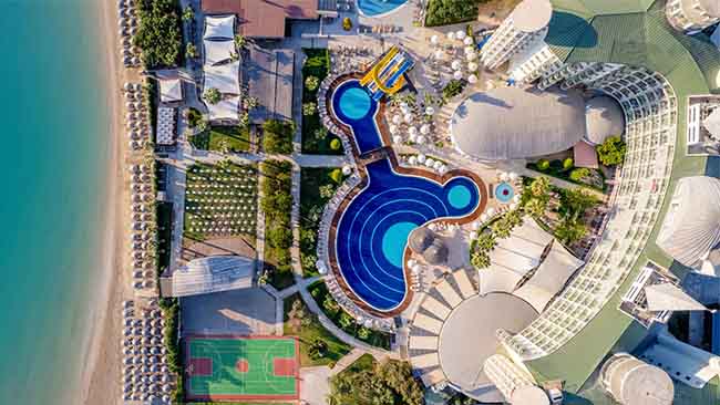 Türkei, Türkische Ägäis, Agaya Didim Resort, Luftaufnahme von oben