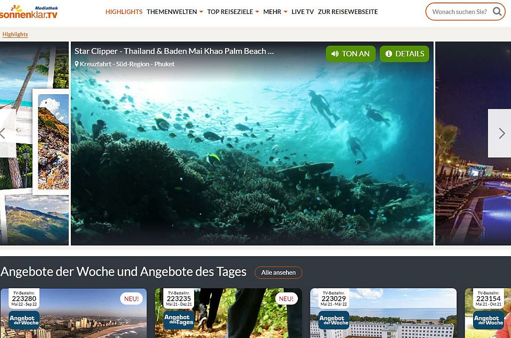 Digitaloffensive bei sonnenklar.TV mit Webshop und Mediathek