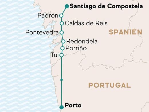 Wandern auf dem Jakobsweg: Camino Portugués ab Tui mit Gepäcktransport & Transfers (Zielflughafen Porto)