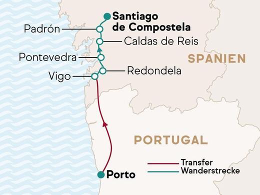 Wandern auf dem Jakobsweg: Camino Portugués ab Vigo mit Gepäcktransport und Transfers